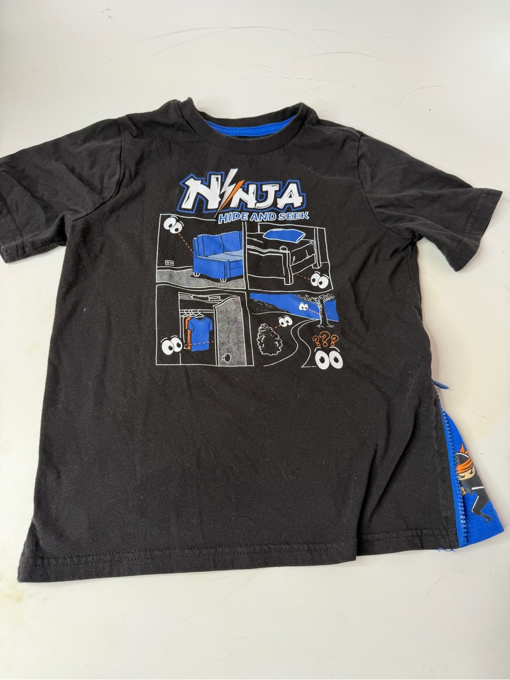 Garanimals Black Tee with Blue Ninja Hide-and-Seek Graphics
